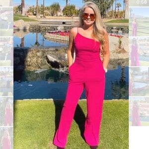 Pink one strap jumpsuit!